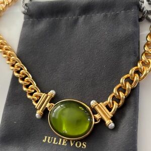 NWOT Julie Vos Gold Necklace with Green Accent